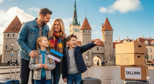 Estonya Tallinn şehir manzarası - Baltık ülkesi Estonya'nın başkenti Tallinn'in tarihi ve modern mimarisi