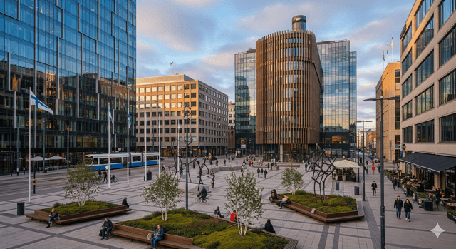 Finlandiya çalışma vizesi - Modern Helsinki şehir manzarası, teknoloji ve iş fırsatları - Nordgate danışmanlık